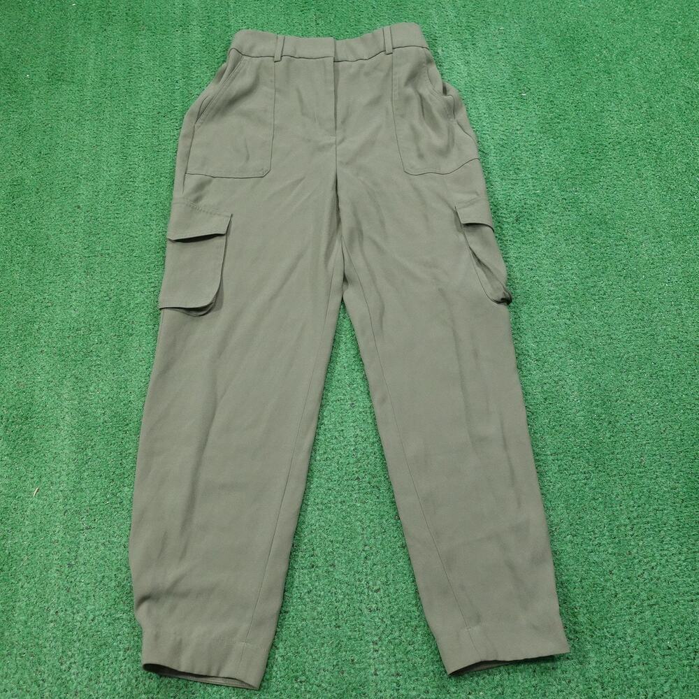 Express Pants Womens 2 Olive Green Ankle High Rise Cargo Utility Tapered Leg‎